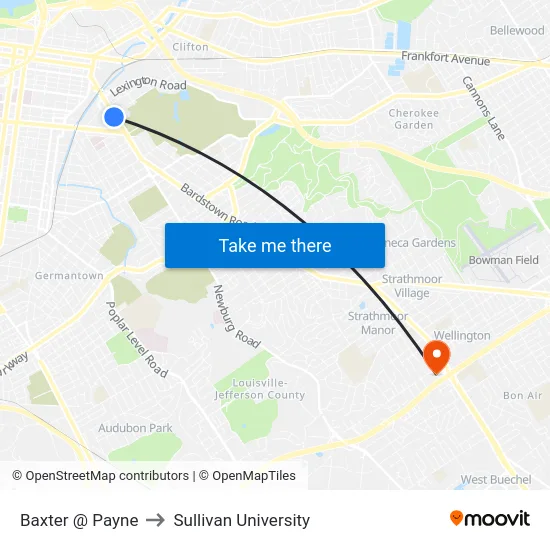 Baxter @ Payne to Sullivan University map