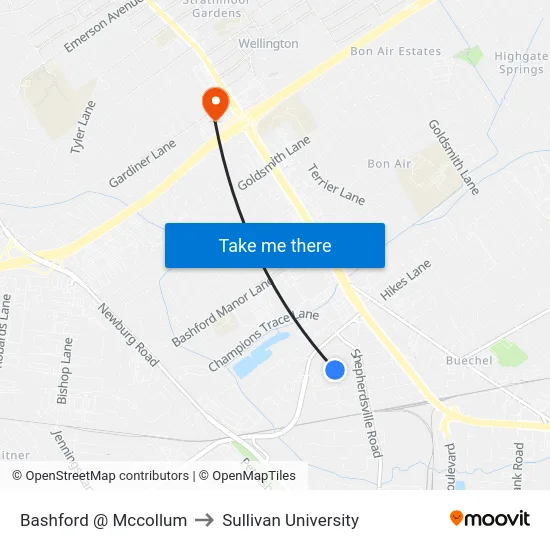 Bashford @ Mccollum to Sullivan University map