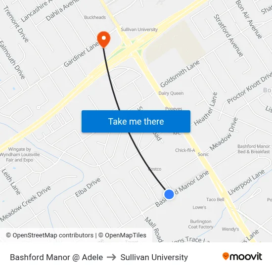 Bashford Manor @ Adele to Sullivan University map