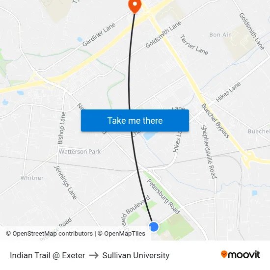 Indian Trail @ Exeter to Sullivan University map
