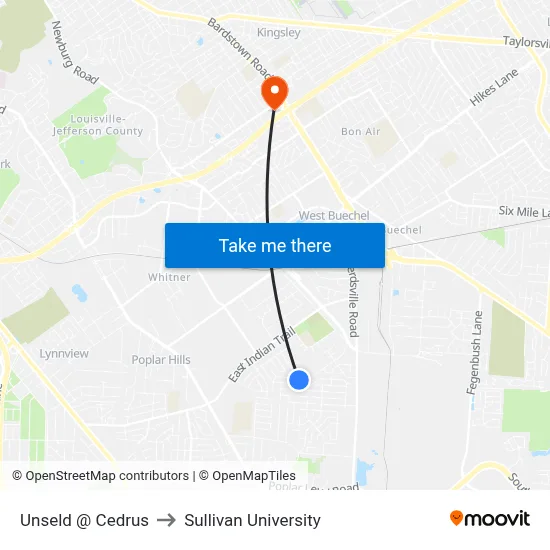 Unseld @ Cedrus to Sullivan University map