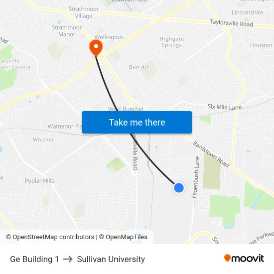 Ge Building 1 to Sullivan University map