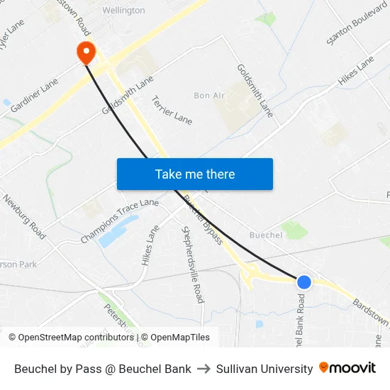 Beuchel by Pass @ Beuchel Bank to Sullivan University map