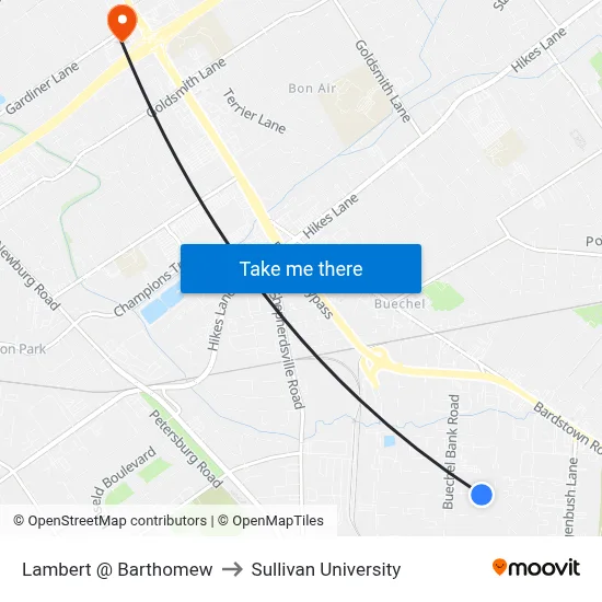 Lambert @ Barthomew to Sullivan University map