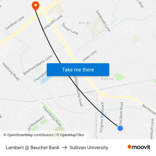 Lambert @ Beuchel Bank to Sullivan University map