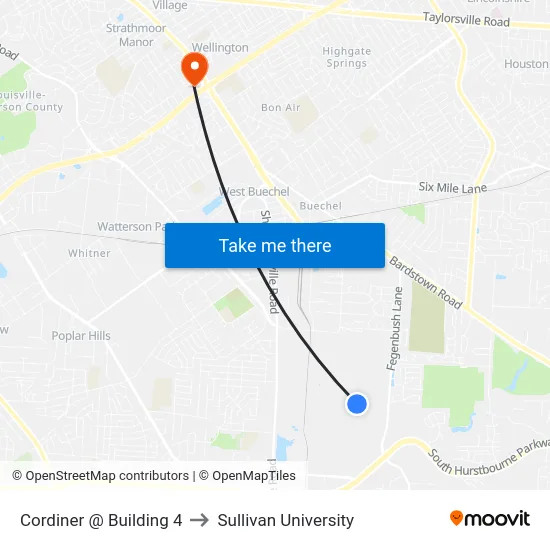 Cordiner @ Building 4 to Sullivan University map