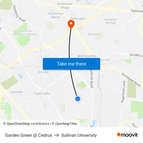 Garden Green @ Cedrus to Sullivan University map
