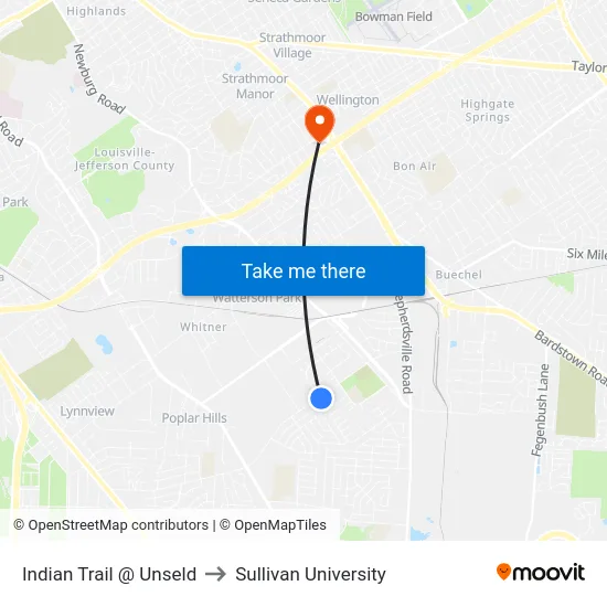 Indian Trail @ Unseld to Sullivan University map