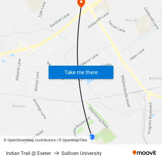 Indian Trail @ Exeter to Sullivan University map