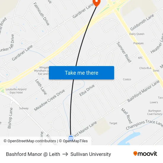 Bashford Manor @ Leith to Sullivan University map