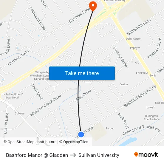 Bashford Manor @ Gladden to Sullivan University map