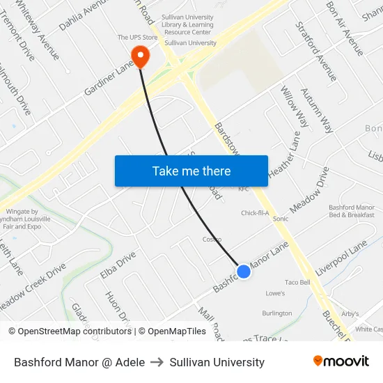 Bashford Manor @ Adele to Sullivan University map