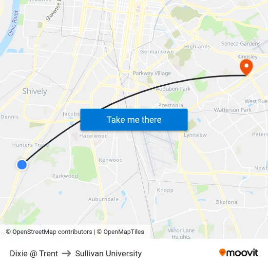 Dixie @ Trent to Sullivan University map