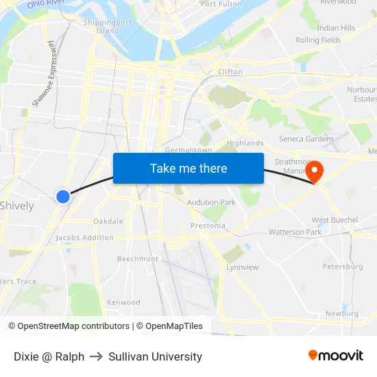 Dixie @ Ralph to Sullivan University map
