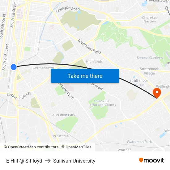 E Hill @ S Floyd to Sullivan University map