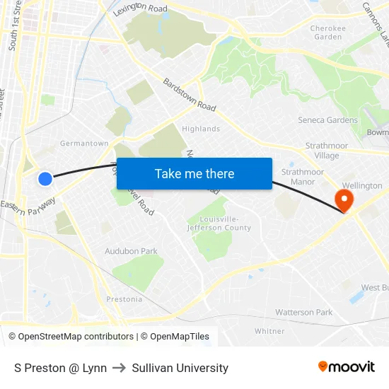 S Preston @ Lynn to Sullivan University map