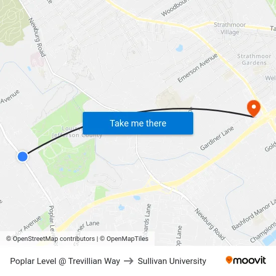 Poplar Level @ Trevillian Way to Sullivan University map