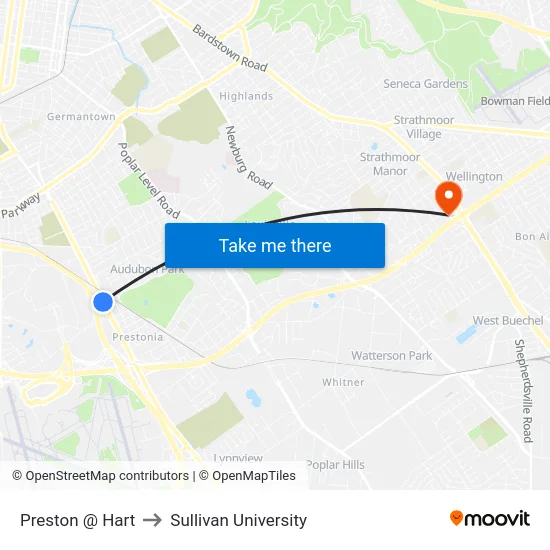 Preston @ Hart to Sullivan University map