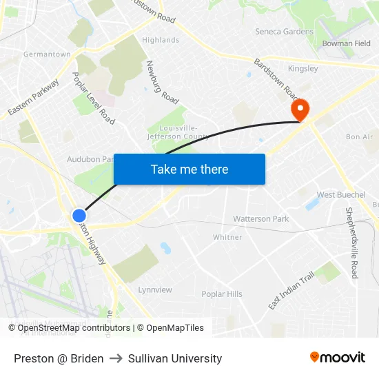 Preston @ Briden to Sullivan University map