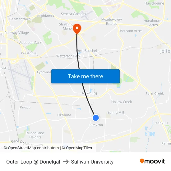 Outer Loop @ Donelgal to Sullivan University map