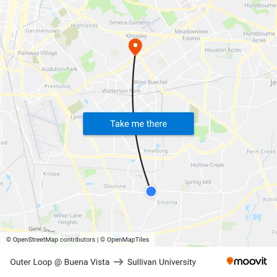 Outer Loop @ Buena Vista to Sullivan University map