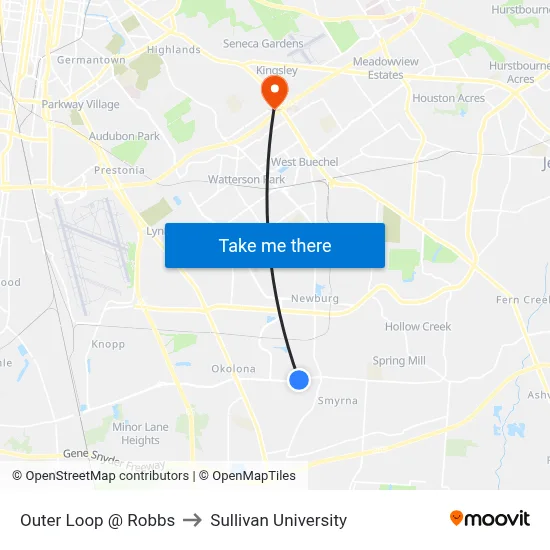 Outer Loop @ Robbs to Sullivan University map