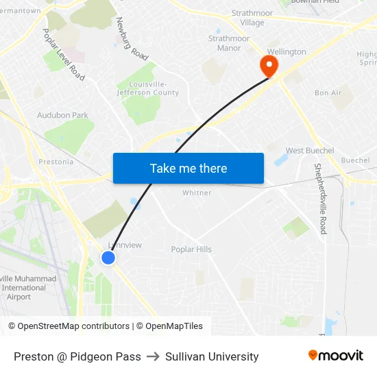 Preston @ Pidgeon  Pass to Sullivan University map