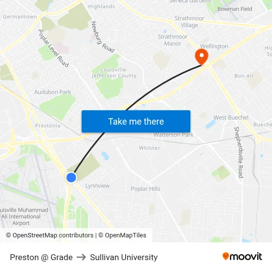Preston @ Grade to Sullivan University map