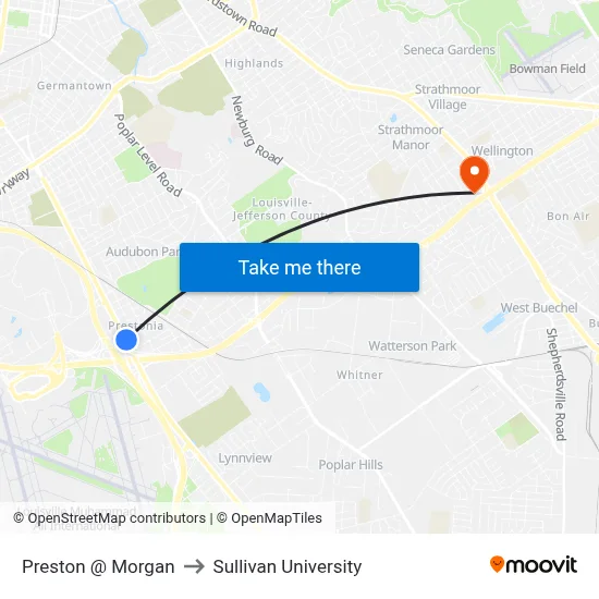 Preston @ Morgan to Sullivan University map