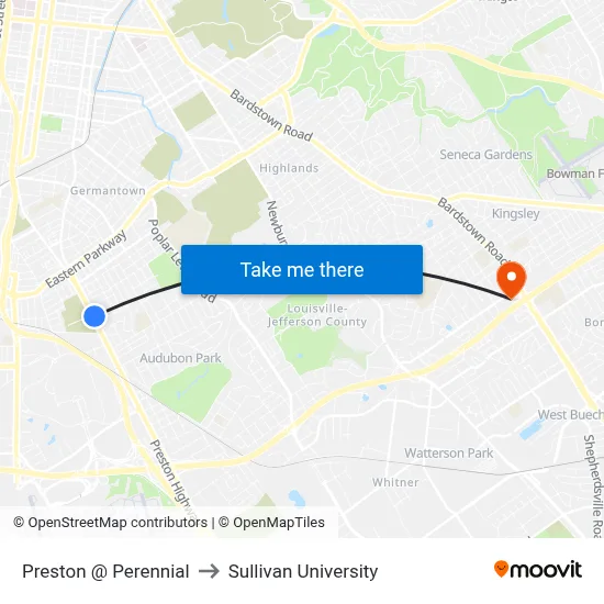 Preston @ Perennial to Sullivan University map