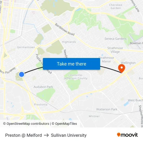 Preston @ Melford to Sullivan University map