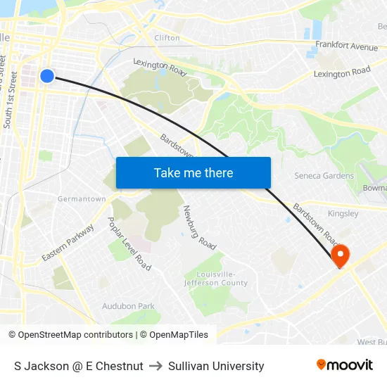 S Jackson @ E Chestnut to Sullivan University map