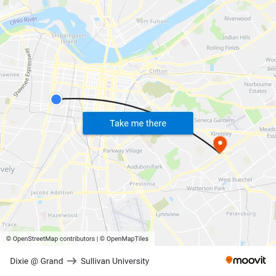 Dixie @ Grand to Sullivan University map