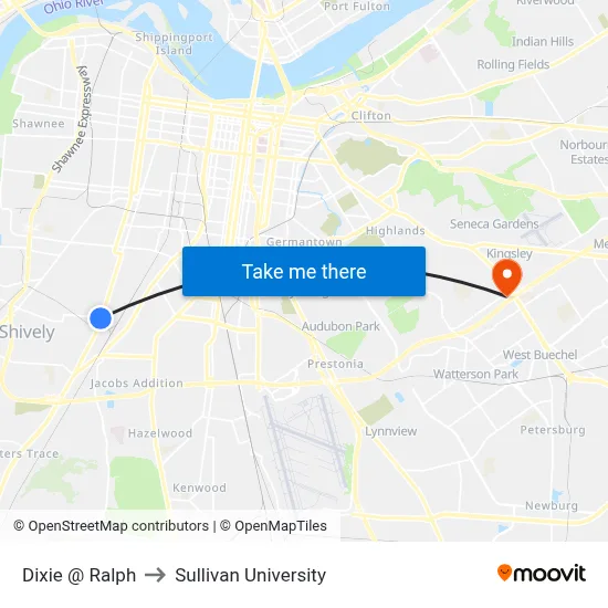 Dixie @ Ralph to Sullivan University map