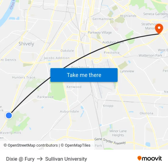 Dixie @ Fury to Sullivan University map