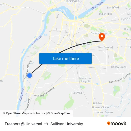 Freeport @ Universal to Sullivan University map