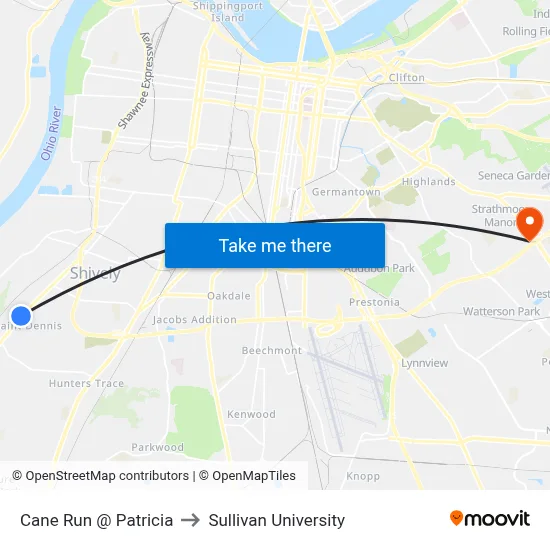 Cane Run @ Patricia to Sullivan University map