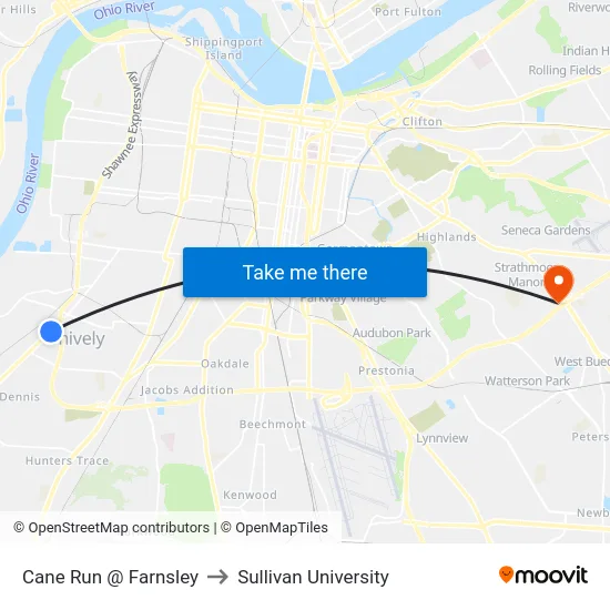 Cane Run @ Farnsley to Sullivan University map