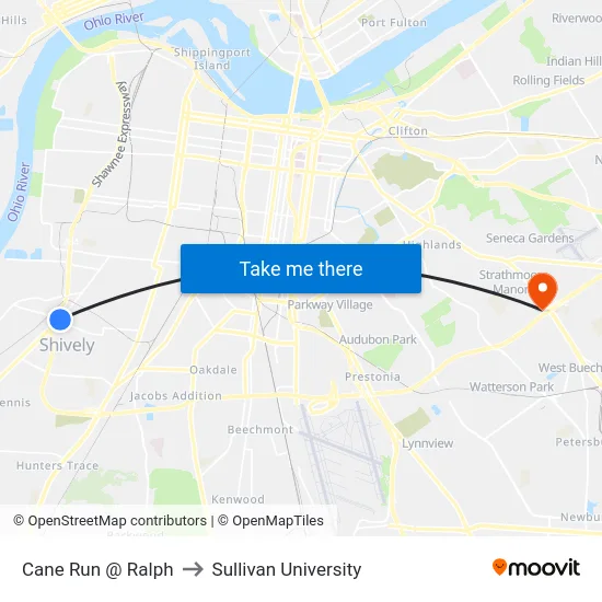 Cane Run @ Ralph to Sullivan University map