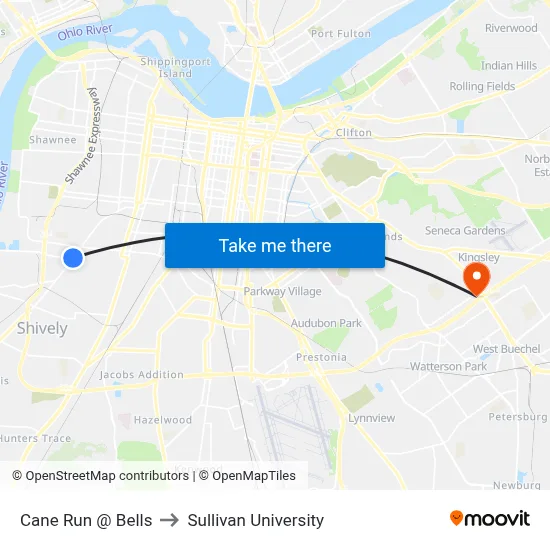 Cane Run @ Bells to Sullivan University map