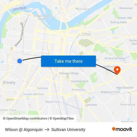 Wilson @ Algonquin to Sullivan University map