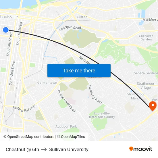 Chestnut @ 6th to Sullivan University map