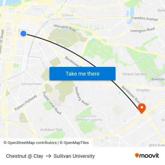 Chestnut @ Clay to Sullivan University map