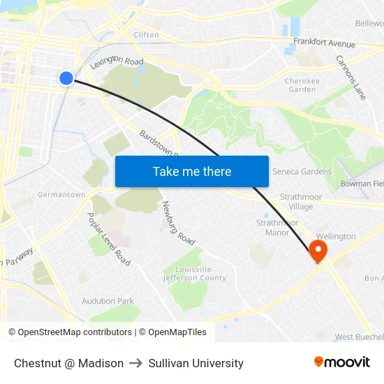 Chestnut @ Madison to Sullivan University map