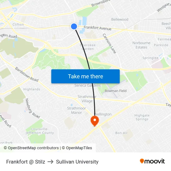 Frankfort @ Stilz to Sullivan University map