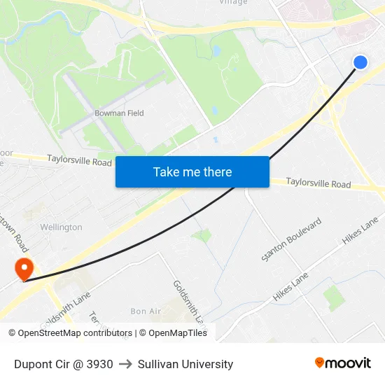 Dupont Cir @ 3930 to Sullivan University map
