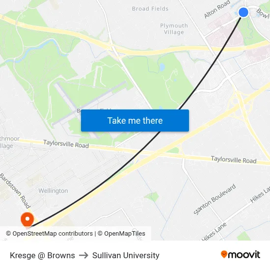 Kresge @ Browns to Sullivan University map