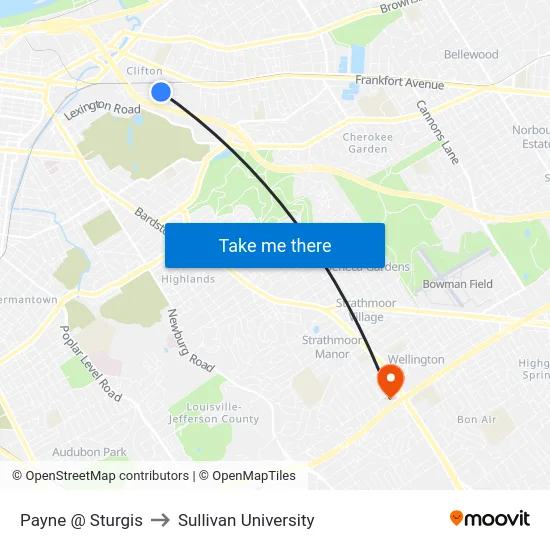 Payne @ Sturgis to Sullivan University map