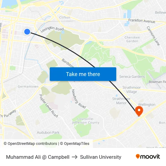 Muhammad Ali @ Campbell to Sullivan University map