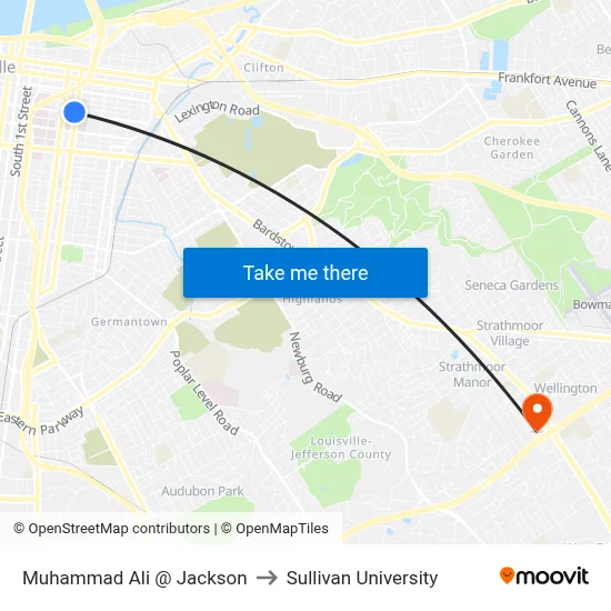 Muhammad Ali @ Jackson to Sullivan University map